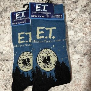 2 NWT Mens E.T. Extra Terrestrial Fun Crew Socks